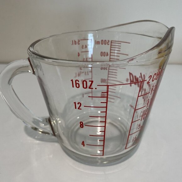 Vintage Anchor Hocking FIRE KING Glass 2 Cup Measuring 16 oz D Handle #498 USA - Picture 2 of 9